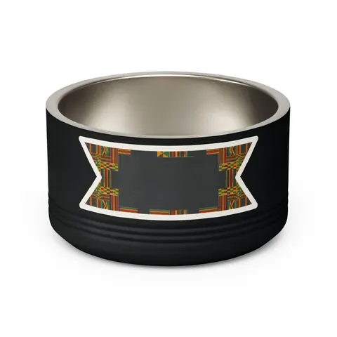 Holiday Kwanzaa Kente Border Pet Bowl — back view