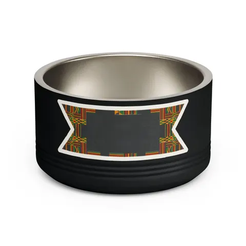 Holiday Kwanzaa Kente Border Pet Bowl — front view