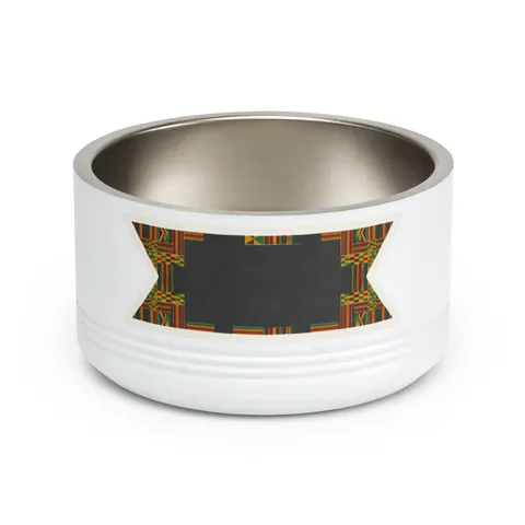 Holiday Kwanzaa Kente Border Pet Bowl — front view
