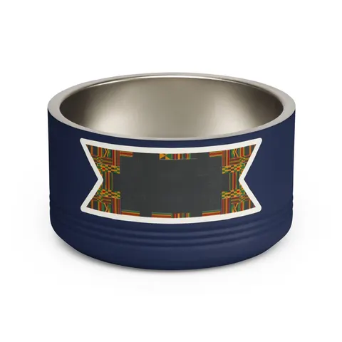 Holiday Kwanzaa Kente Border Pet Bowl — front view