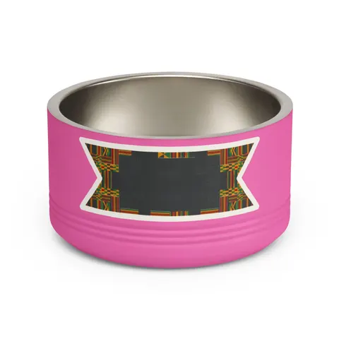 Holiday Kwanzaa Kente Border Pet Bowl — front view