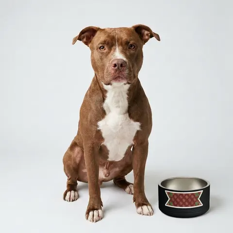 Holiday Poinsettia & Gold Leaves Pet Bowl
