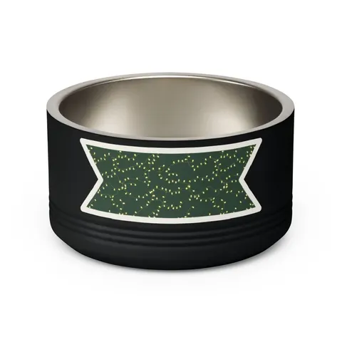 Holiday String Lights on Green Pet Bowl — back view