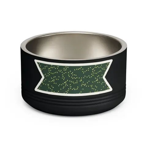 Holiday String Lights on Green Pet Bowl — front view