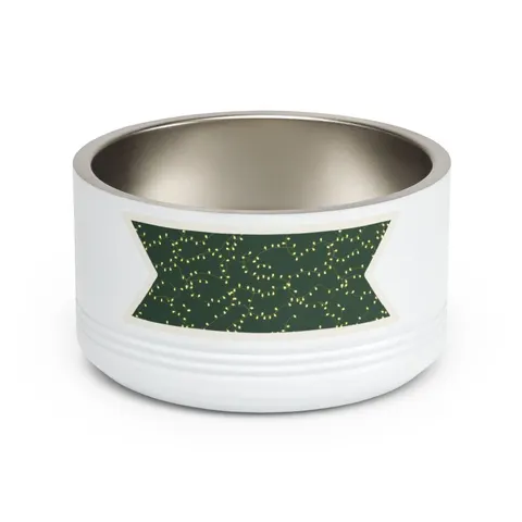 Holiday String Lights on Green Pet Bowl — front view