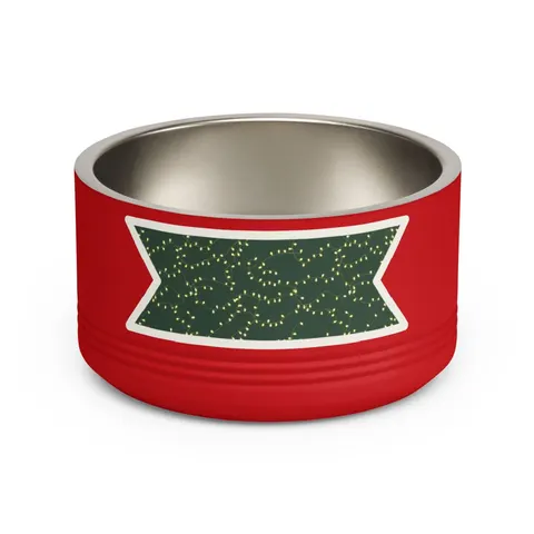 Holiday String Lights on Green Pet Bowl — front view