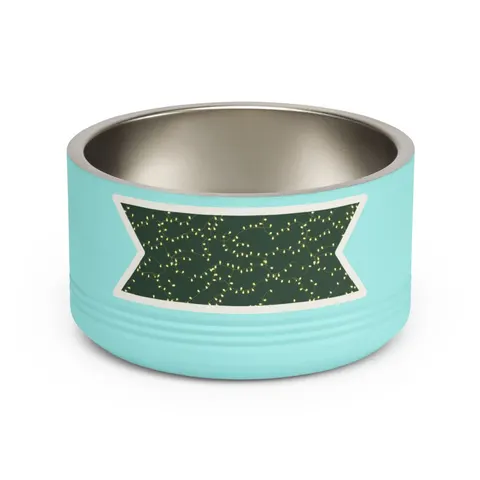 Holiday String Lights on Green Pet Bowl — front view