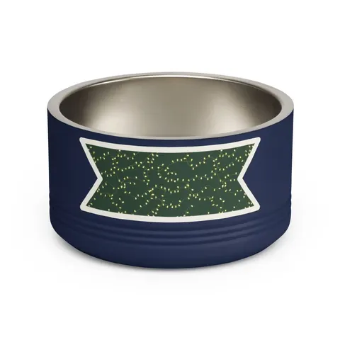 Holiday String Lights on Green Pet Bowl — front view
