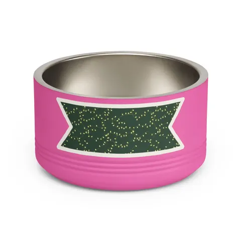 Holiday String Lights on Green Pet Bowl — front view