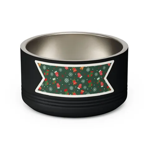 Holiday Ugly Sweater Icons Pet Bowl — back view
