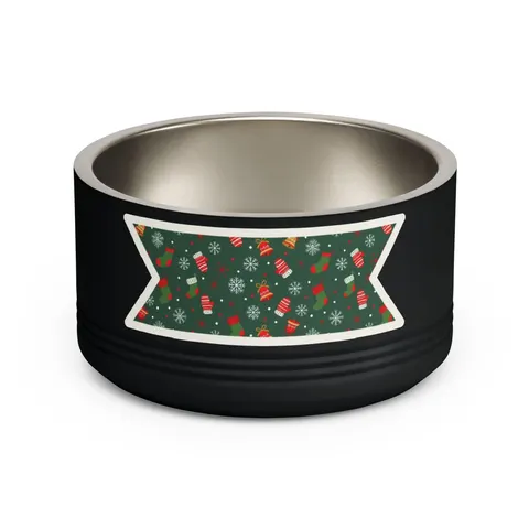 Holiday Ugly Sweater Icons Pet Bowl — front view
