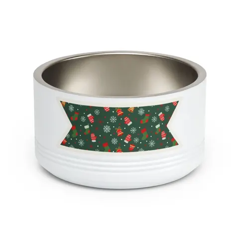 Holiday Ugly Sweater Icons Pet Bowl — front view