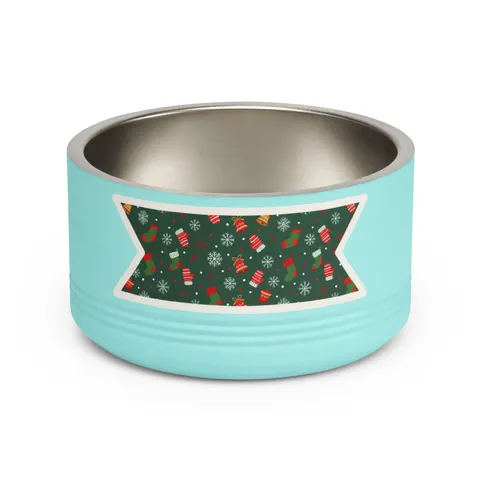 Holiday Ugly Sweater Icons Pet Bowl — front view