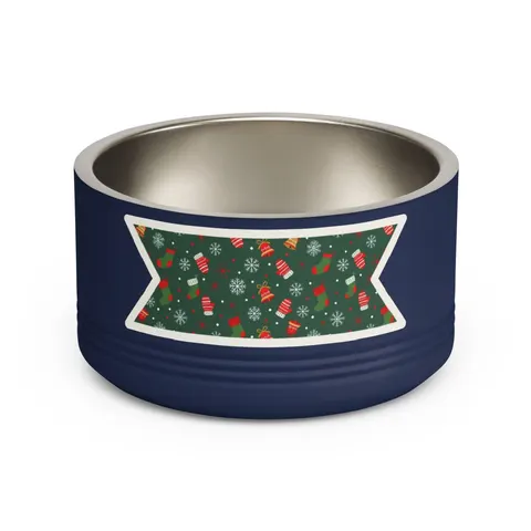 Holiday Ugly Sweater Icons Pet Bowl — front view