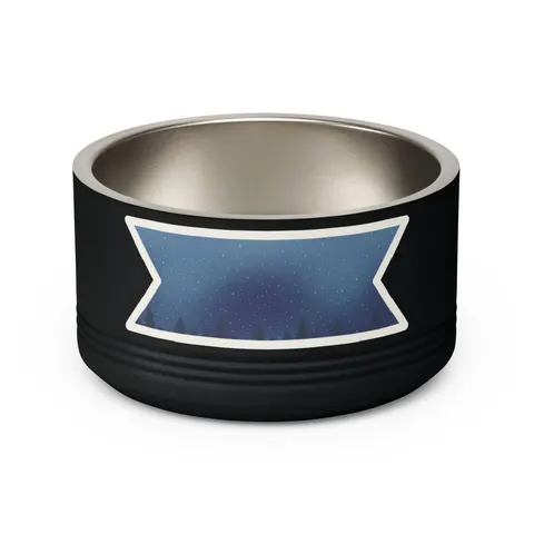 Winter Pine Tree Silhouettes Pet Bowl — back view