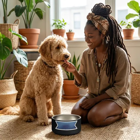 Winter Pine Tree Silhouettes Pet Bowl