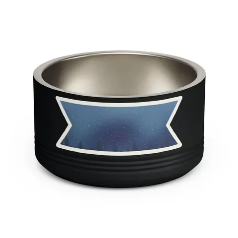Winter Pine Tree Silhouettes Pet Bowl — front view