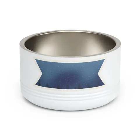 Winter Pine Tree Silhouettes Pet Bowl — front view