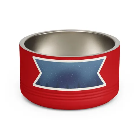 Winter Pine Tree Silhouettes Pet Bowl — front view