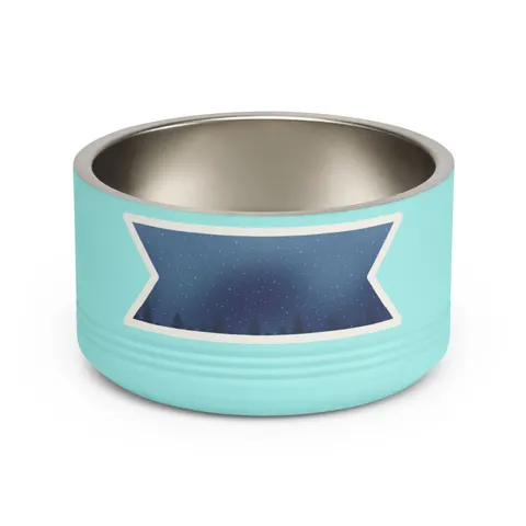 Winter Pine Tree Silhouettes Pet Bowl — front view