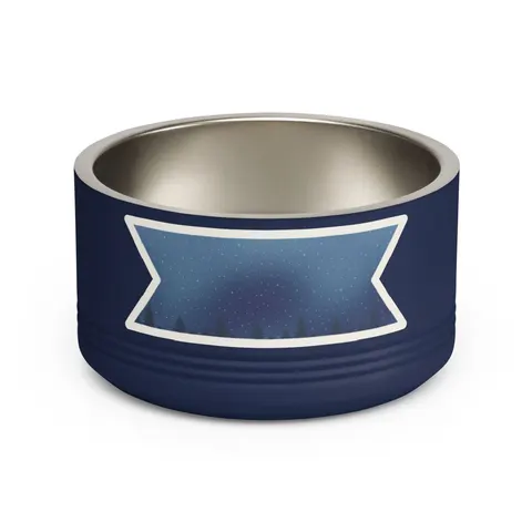 Winter Pine Tree Silhouettes Pet Bowl — front view
