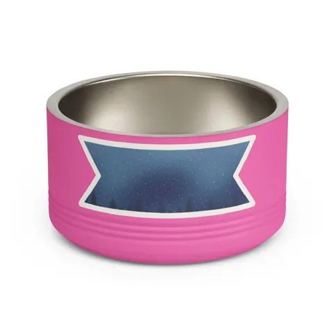Winter Pine Tree Silhouettes Pet Bowl — front view