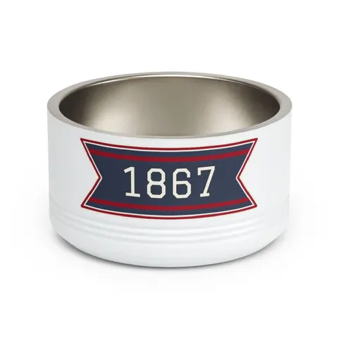 Howard 1867 Navy & Crimson Pet Bowl — front view