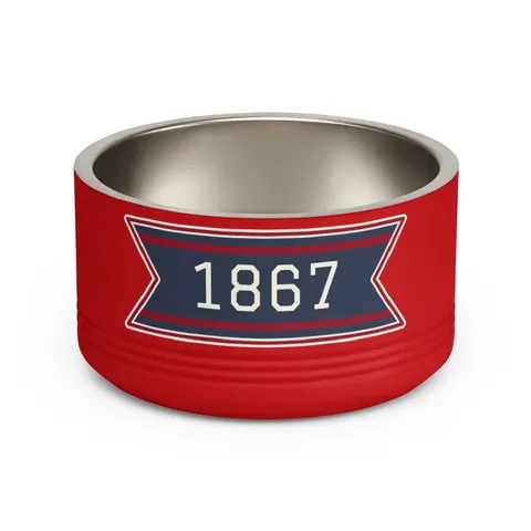 Howard 1867 Navy & Crimson Pet Bowl — front view