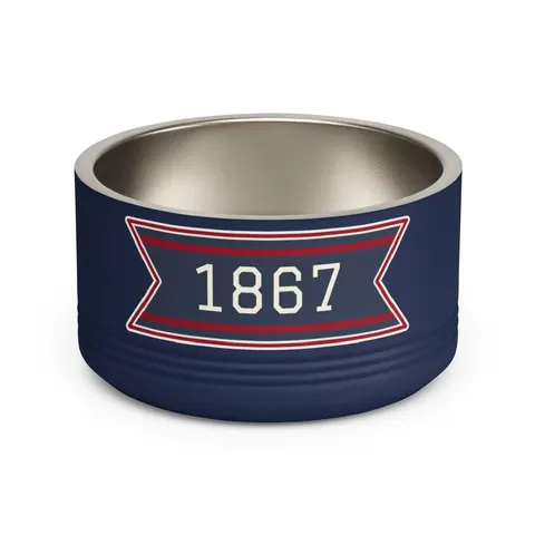 Howard 1867 Navy & Crimson Pet Bowl — front view