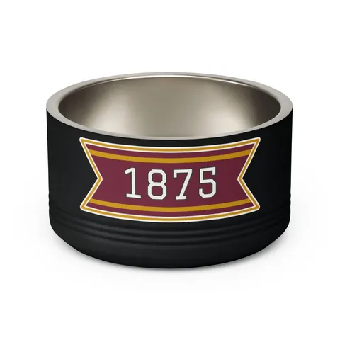 Huston-Tillotson 1875 Maroon & Gold Pet Bowl — back view