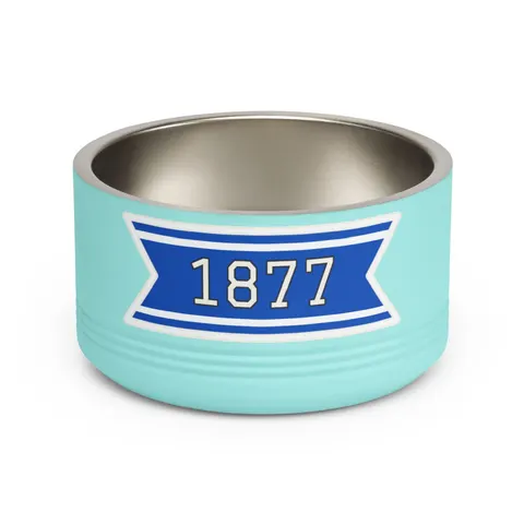 Jackson State 1877 Blue & White Split Pet Bowl — front view