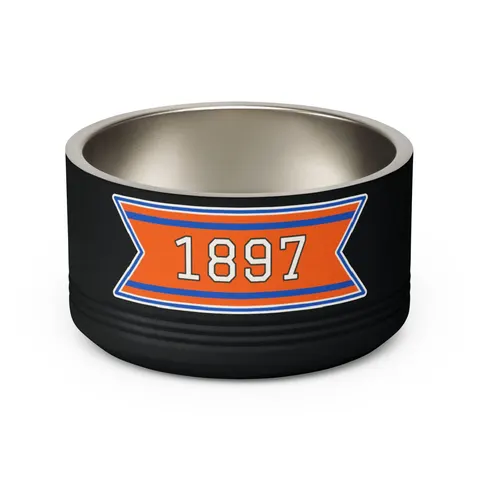 Langston 1897 Orange & Blue Pet Bowl — back view