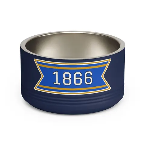Lincoln (MO) 1866 Blue & Gold Pet Bowl — front view