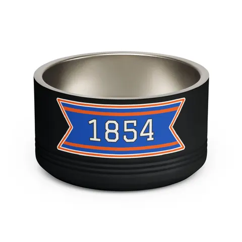 Lincoln (PA) 1854 Blue & Orange Pet Bowl — front view