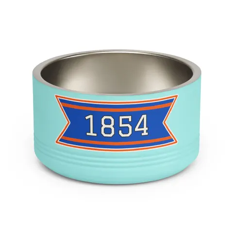 Lincoln (PA) 1854 Blue & Orange Pet Bowl — front view