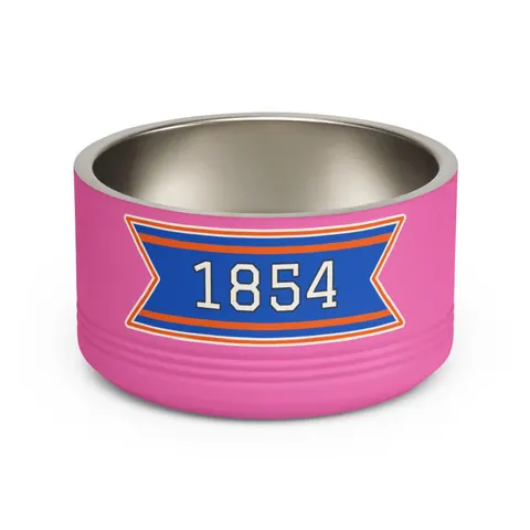 Lincoln (PA) 1854 Blue & Orange Pet Bowl — front view