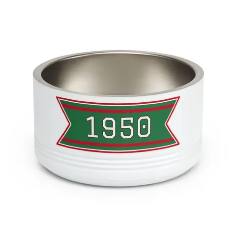 Mississippi Valley State 1950 Green & Red Pet Bowl — front view
