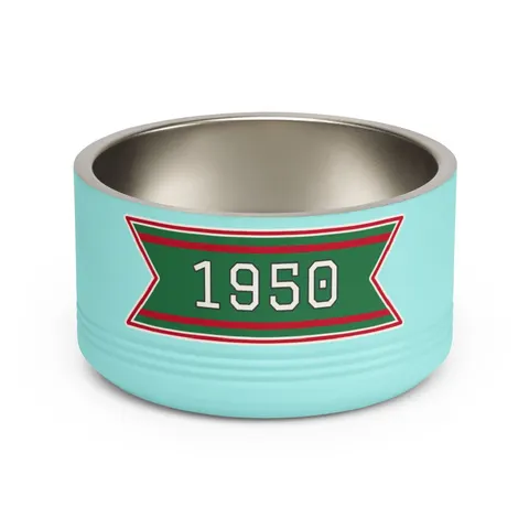 Mississippi Valley State 1950 Green & Red Pet Bowl — front view