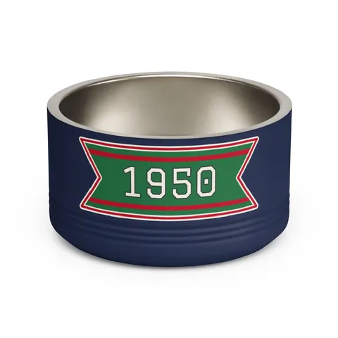 Mississippi Valley State 1950 Green & Red Pet Bowl — front view