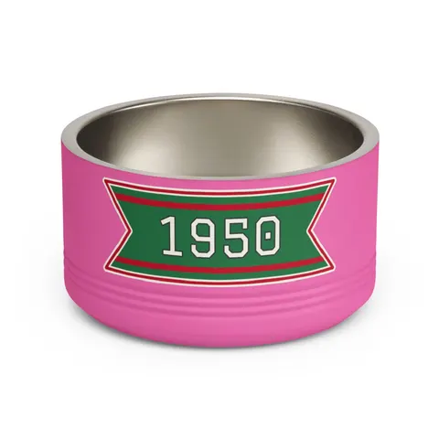 Mississippi Valley State 1950 Green & Red Pet Bowl — front view