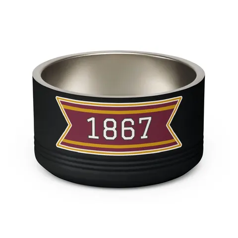 Morehouse 1867 Maroon & Gold Classic Pet Bowl — back view