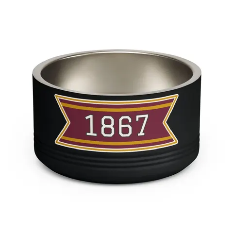 Morehouse 1867 Maroon & Gold Classic Pet Bowl — front view