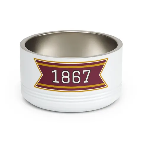 Morehouse 1867 Maroon & Gold Classic Pet Bowl — front view