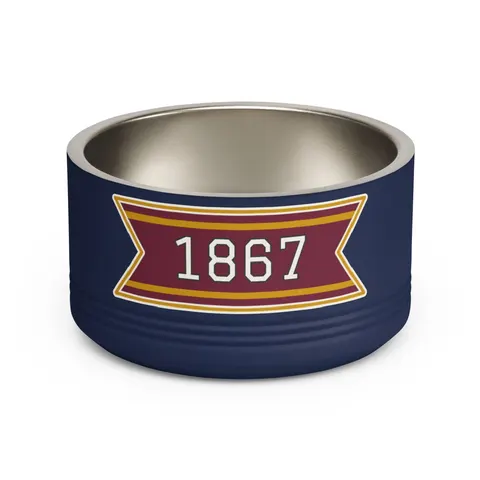 Morehouse 1867 Maroon & Gold Classic Pet Bowl — front view