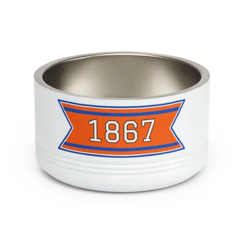Morgan State 1867 Orange & Royal Pet Bowl — front view