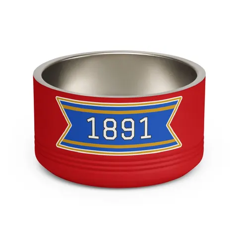 NC A&T 1891 Blue & Gold Tech Pattern Pet Bowl — front view