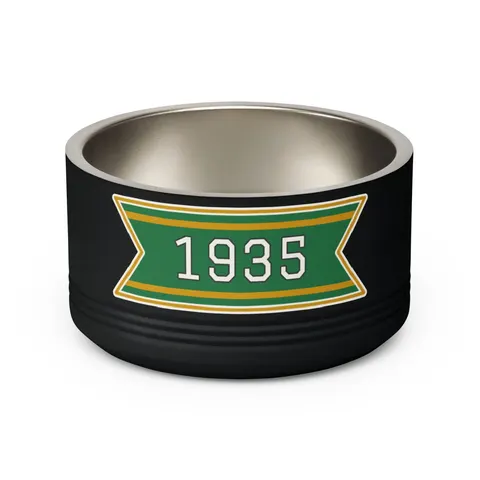 Norfolk State 1935 Green & Gold Pet Bowl — back view