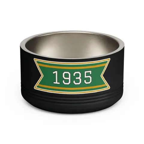 Norfolk State 1935 Green & Gold Pet Bowl — front view