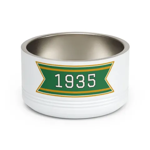 Norfolk State 1935 Green & Gold Pet Bowl — front view