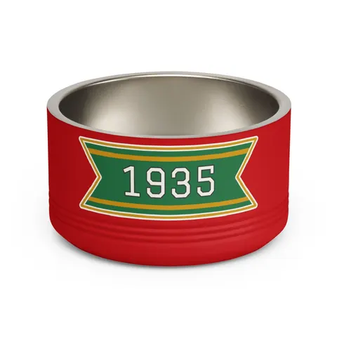 Norfolk State 1935 Green & Gold Pet Bowl — front view